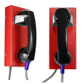 De autotelefoon van de Wijzerplaat Betrouwbare Rode Analoge Muur met de Zwarte Zaktelefoon van het Vandaalbewijs